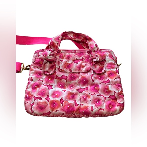 Marc Jacobs Vibrant Pink Floral Laptop Bag with Yellow Polyester Fiber Interior - Picture 13 of 13